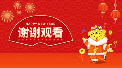 红色中国风虎年大吉新年节日庆典PPT模板