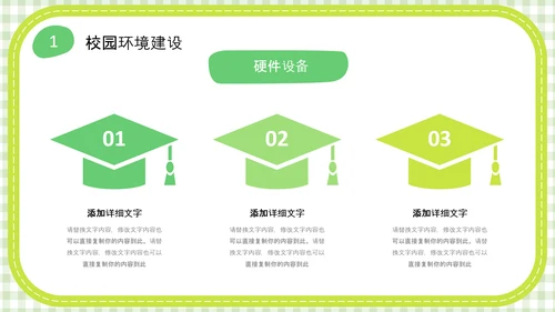 绿色简约网格背景可爱卡通幼儿园工作汇报PPT