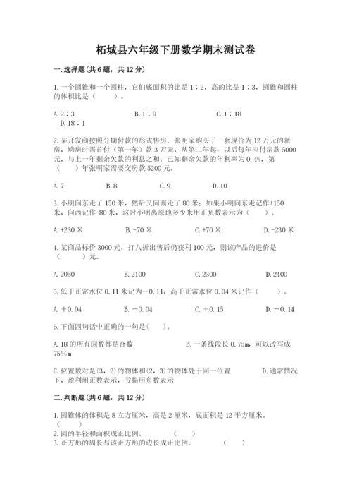 柘城县六年级下册数学期末测试卷及答案一套.docx