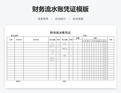 财务流水账凭证模版