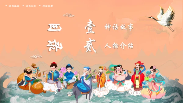中国神话故事八仙过海各显神通通用PPT模板