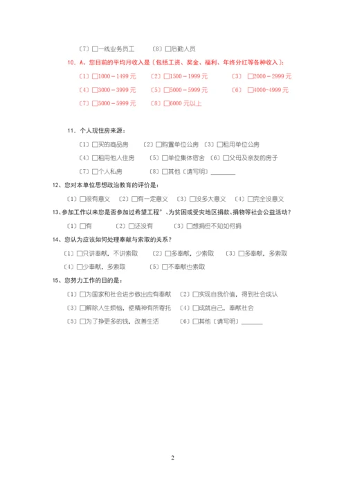 xx银行团委青年思想状况调查问卷.docx