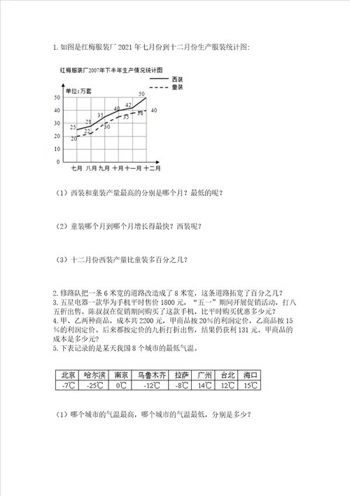 小升初数学期末测试卷及答案精品