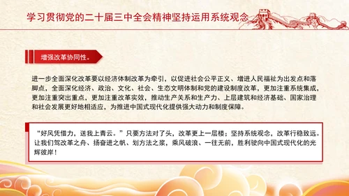 学习贯彻党的二十届三中全会精神坚持运用系统观念PPT课件