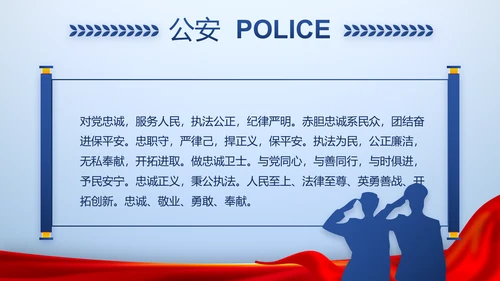 蓝色大气人民警察风采动态PPT模板