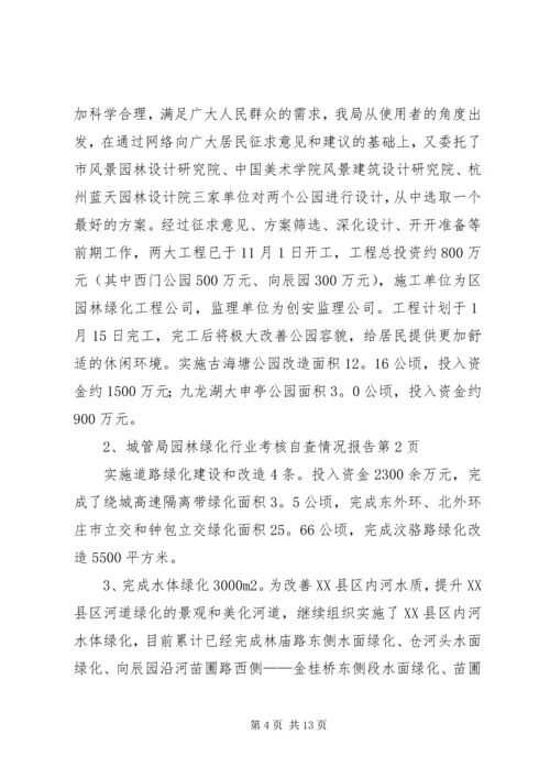 城管局园林绿化行业考核自查情况报告 (3).docx