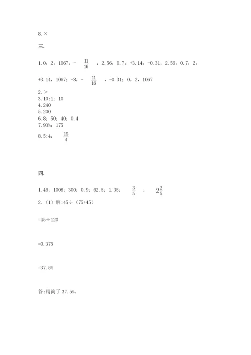 苏教版六年级数学小升初试卷及答案（全优）.docx