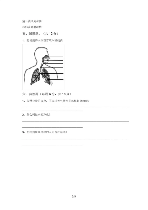 大象版四年级科学上册期中考试完整