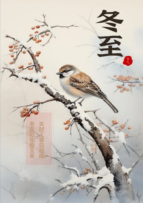 冬至鸟儿背景冬至节气海报