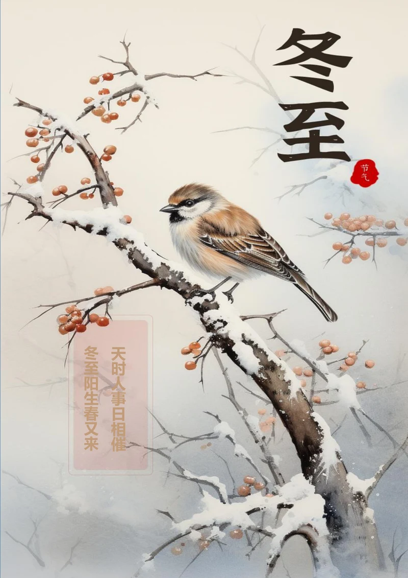 冬至鸟儿背景冬至节气海报