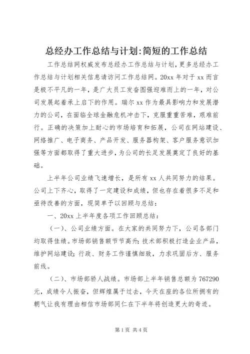 总经办工作总结与计划-简短的工作总结.docx