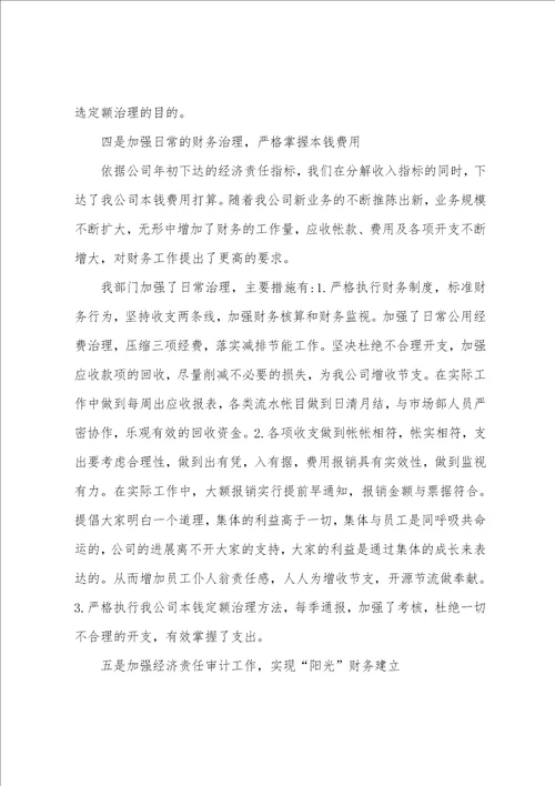企业财务总监述职报告