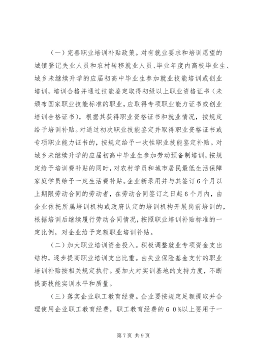 全县职业培训实施意见.docx