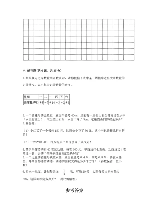 小学数学六年级下册期末测试卷含答案（综合题）.docx