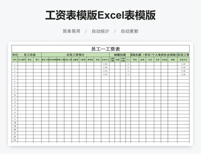工资表模版Excel表模版