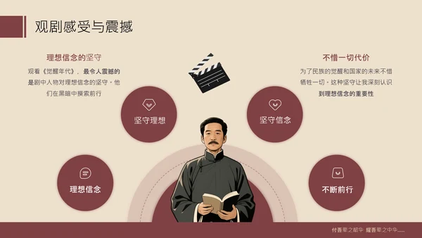红色复古风红色历史题材觉醒年代青年观后感PPT