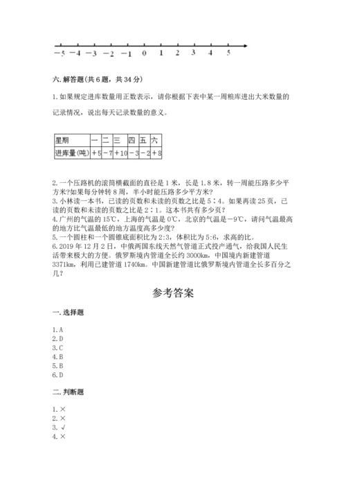 人教版六年级下册数学期末测试卷含答案（b卷）.docx