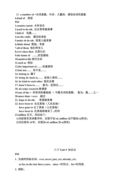 人教版八年级下册英语Unit6-10知识点整合（每页知识点）