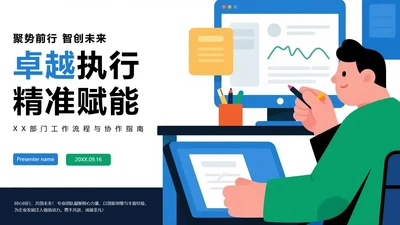 简约商务扁平风公司团队部门介绍PPT模板