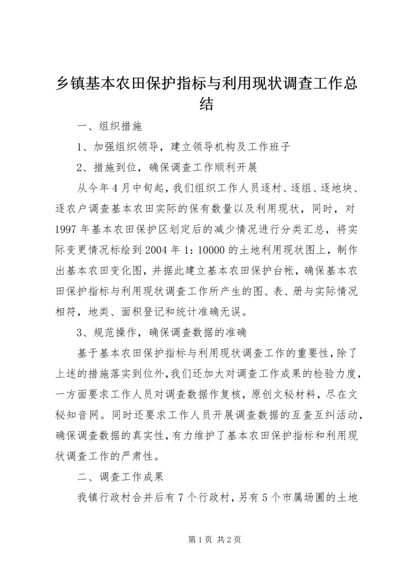 乡镇基本农田保护指标与利用现状调查工作总结.docx