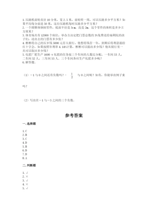 北京版六年级下册数学期末测试卷及参考答案（巩固）.docx