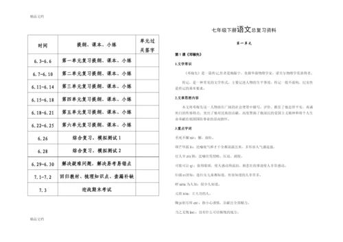 人教版七年级下册语文总复习资料(大全).docx