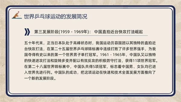 复古插画小学体育PPT课件乒乓球运动的起源与发展PPT模板