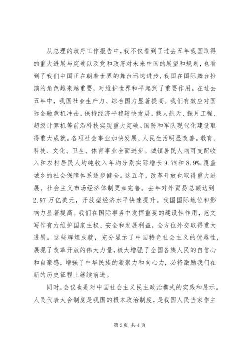 学习两会心得体会范文：严格要求自己.docx