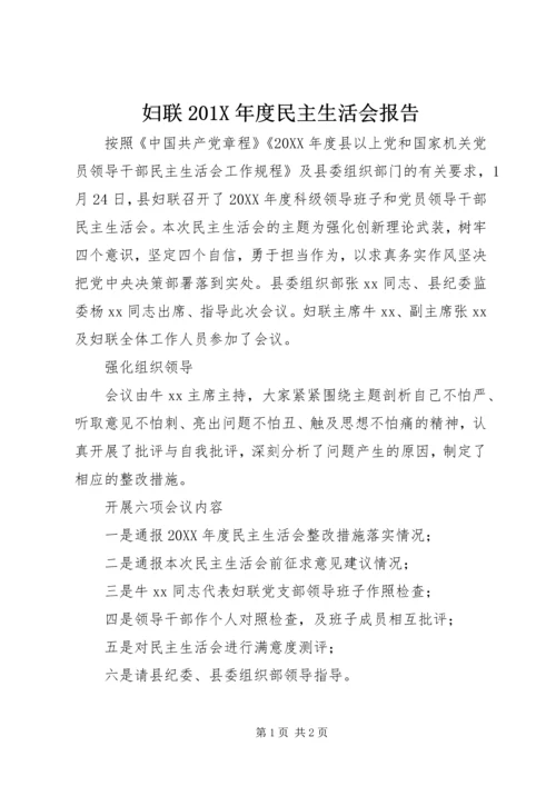 妇联201X年度民主生活会报告.docx