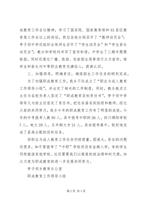 亭子坝乡二00五年职业与成人教育自查报告.docx