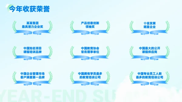 蓝绿轻盈年终总结商务模板