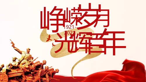 红色奋斗百年路启航新征程动态PPT