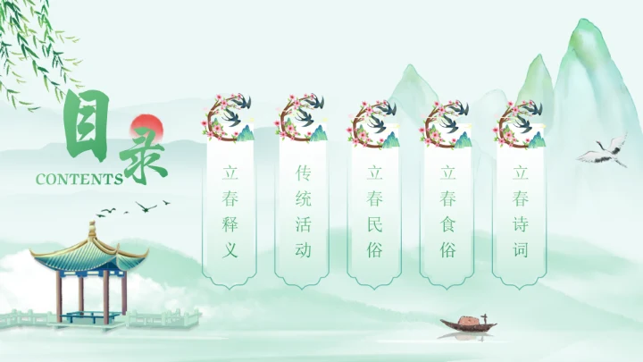 春天立春二十四节气通用PPT模板