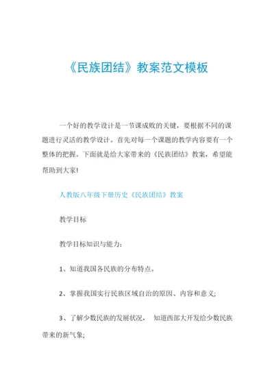 《民族团结》教案范文模板022740.docx