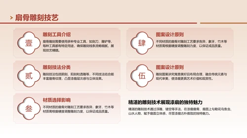 红色中国风非遗漆扇工艺美学展示PPT模板
