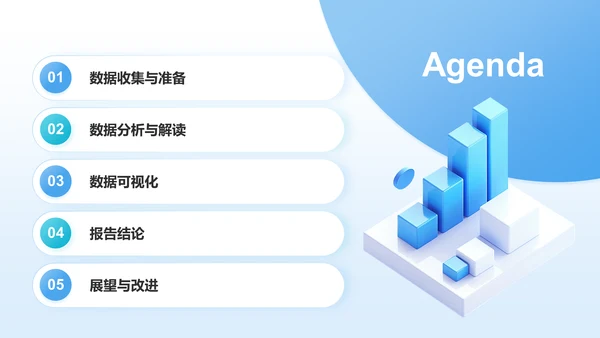 蓝色3D风数据分析报告PPT模板