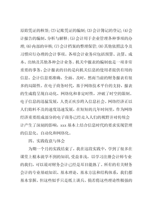 20xx学会计社会实践报告范文