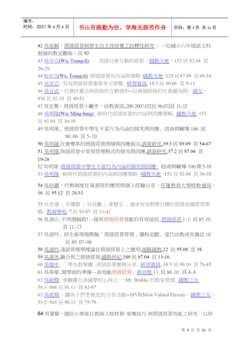 班级经营相关期刊论文目录.docx