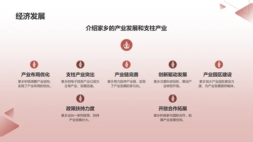 红色渐变宣传家乡PPT模板
