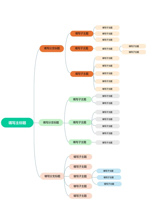 多色简约横版基础思维导图