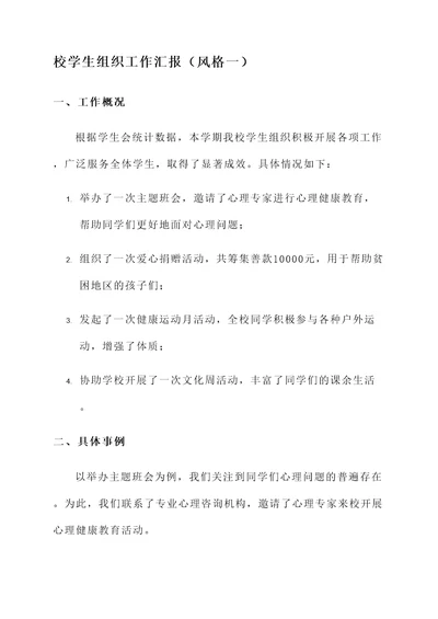 校学生组织工作汇报