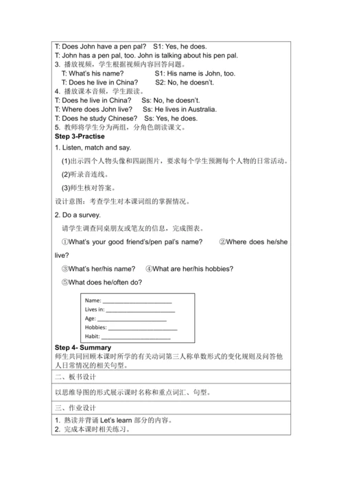 Unit 4 I have a pen pal Part B   Let's learn & Lis