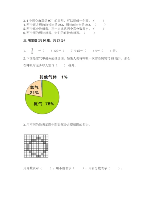 2022年人教版六年级上册数学期末测试卷附参考答案【综合卷】.docx