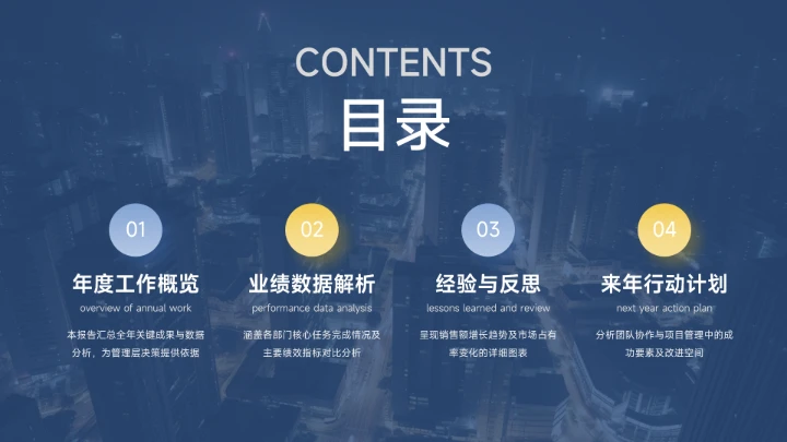 蓝色整洁年终总结工作汇报PPT模板