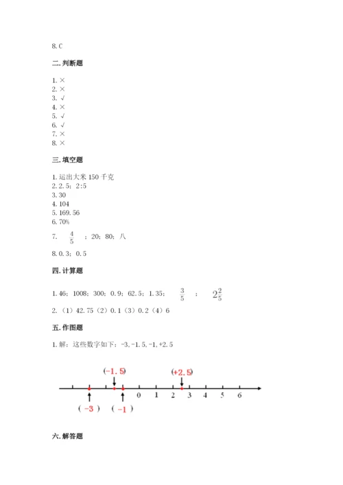 沪教版小学六年级下册数学期末综合素养测试卷及参考答案【新】.docx