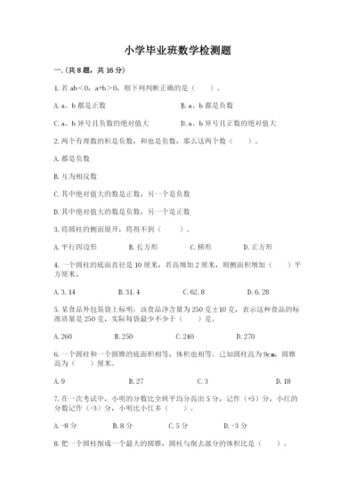 小学毕业班数学检测题及完整答案（夺冠系列）.docx