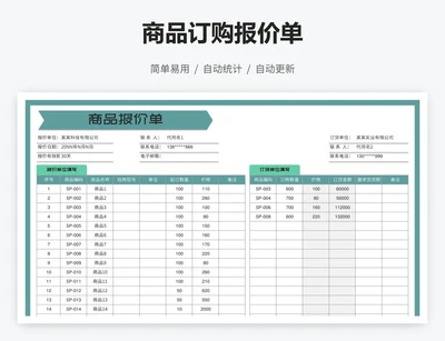 商品订购报价单
