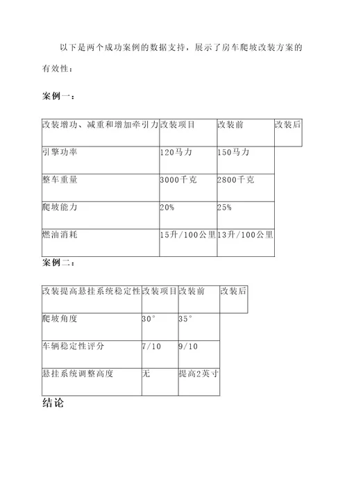 房车爬坡改装方案