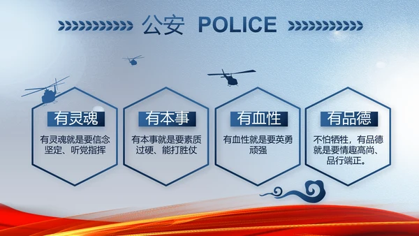 蓝色大气公安部治安管理局动态PPT模板