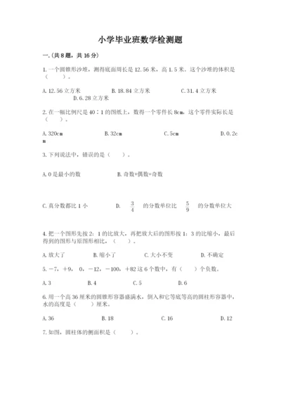 小学毕业班数学检测题（精华版）.docx
